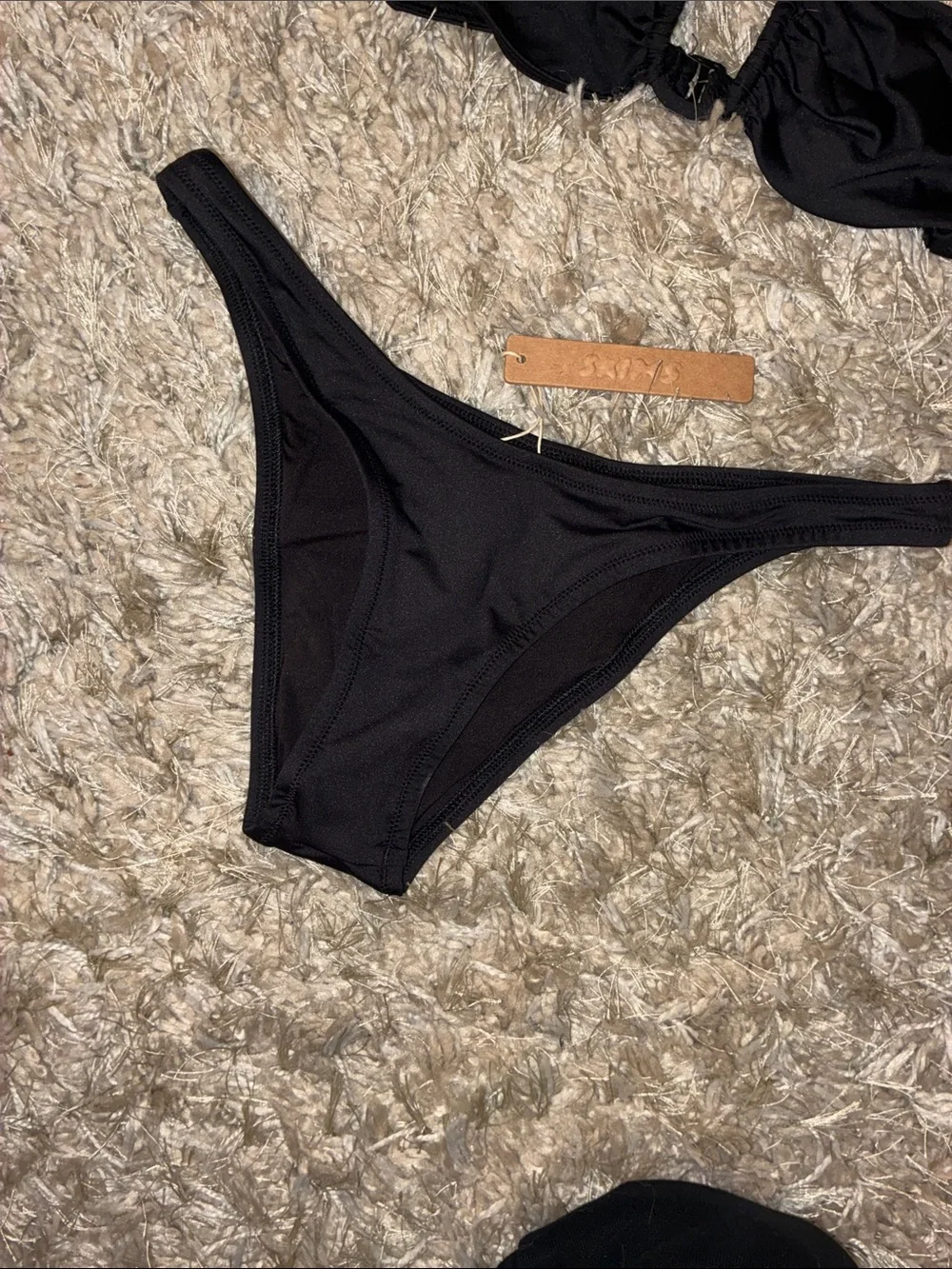Skims Women's Black 3-Piece Bikini Set - High Waist & Triangle Top